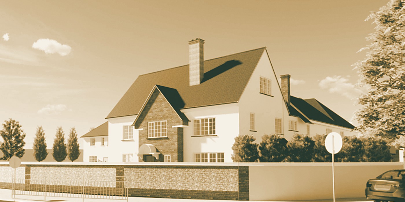 An illustrated view of the exterior of Bolters Corner Nursing Home in Banstead